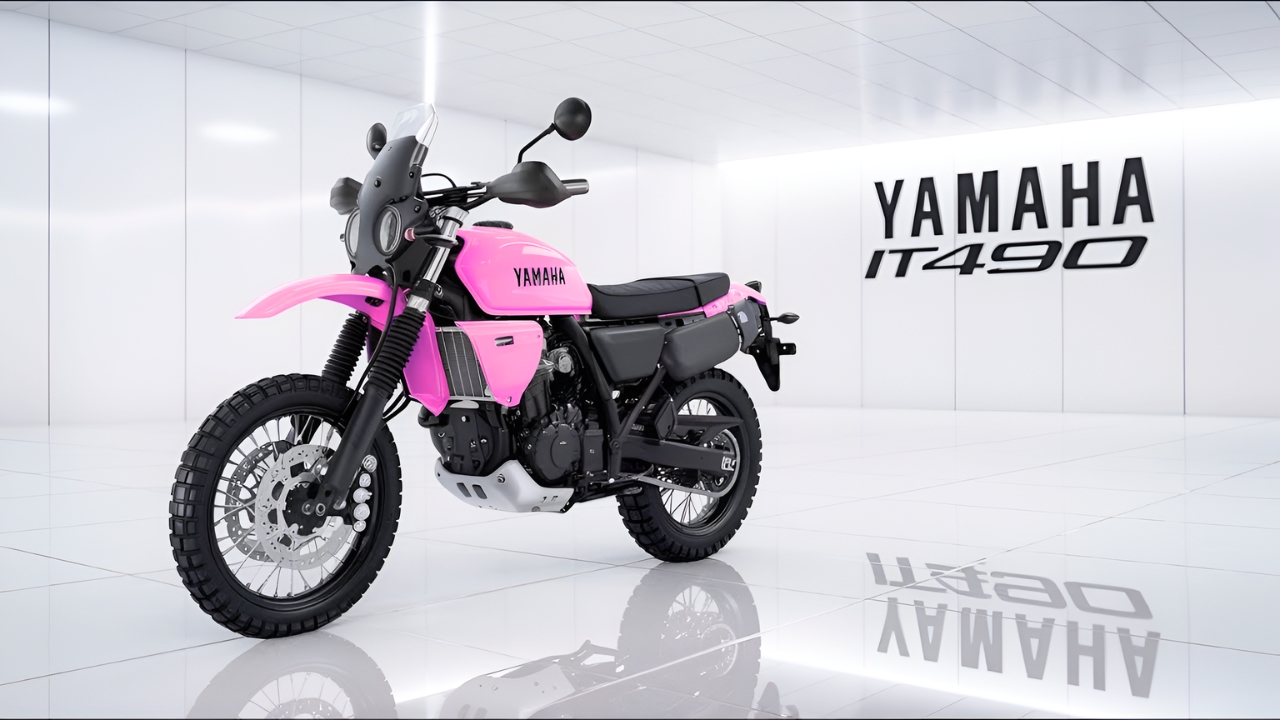 Yamaha IT490 Rosa: Moto Dual-Sport Concepto con Estilo Único