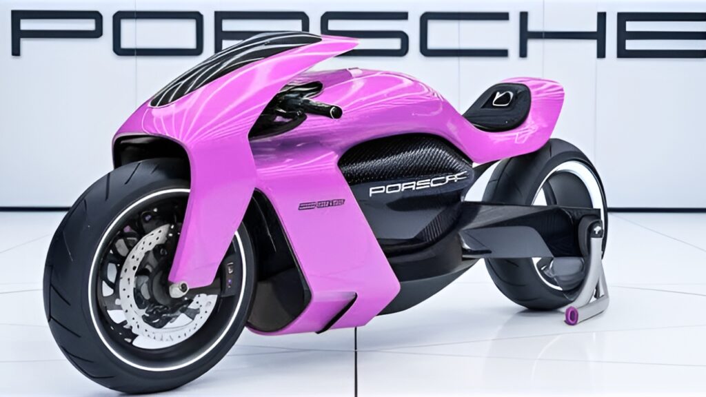 Moto Concepto con Branding Porsche: Diseño Futurista, Estilo Premium y Rendimiento Inspirado en Autos Deportivos
